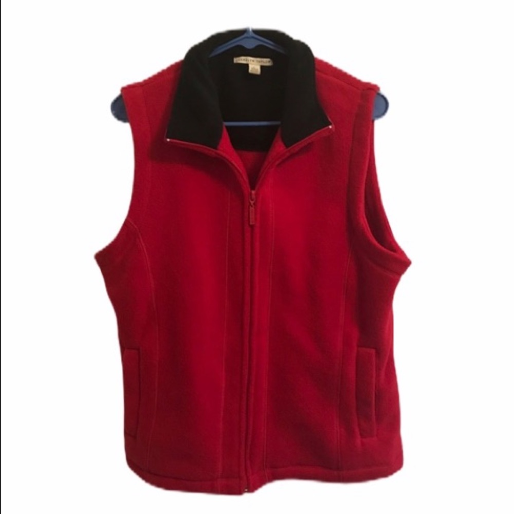 Carolyn Taylor Red Full-Zip Fleece Vest Size L NWOT - Picture 3 of 10
